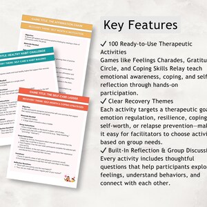 Addiction Recovery Group Therapy Games, Coping Skills (PDF File) image 3