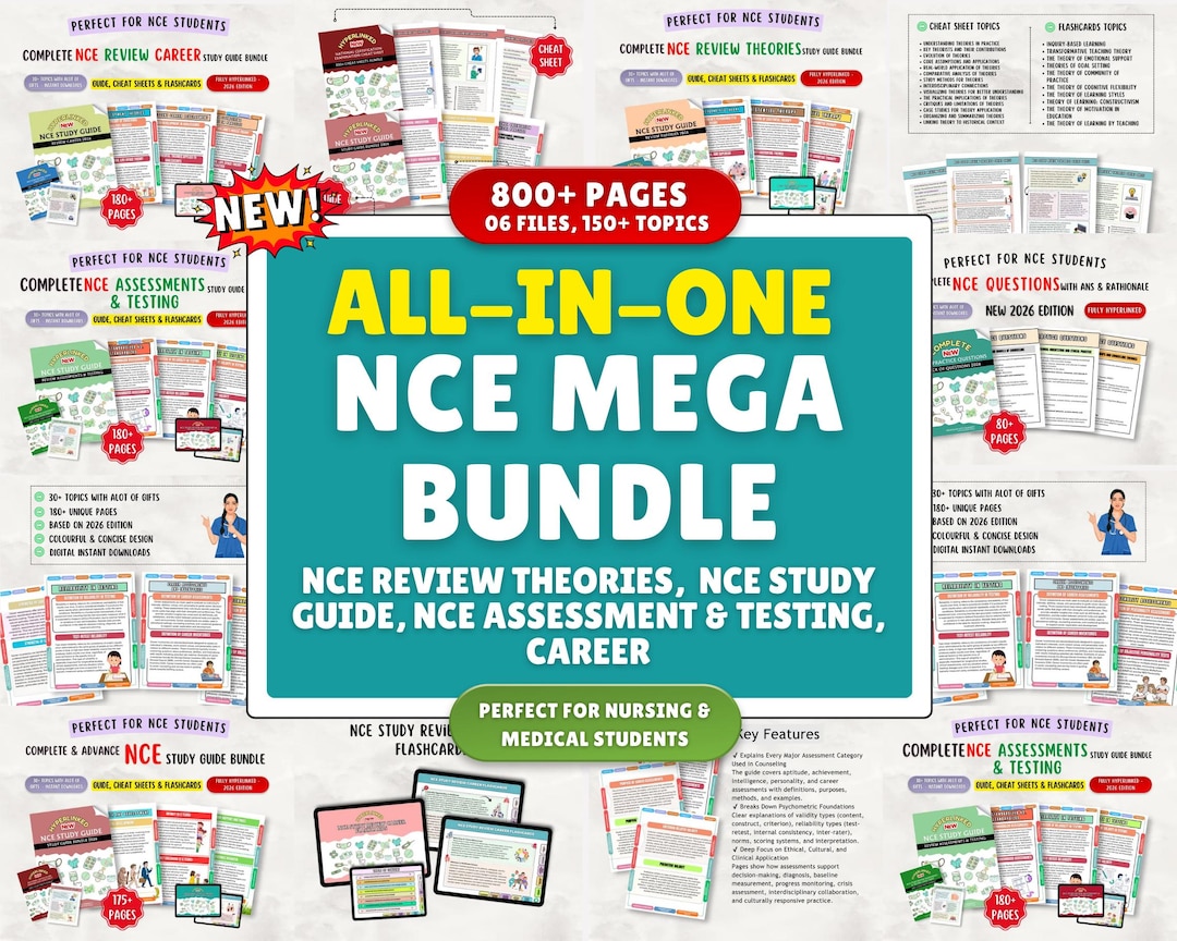 MEGA Bundle NCE Counseling Exam Study Guide: Theories, Mock Exams (PDF ...