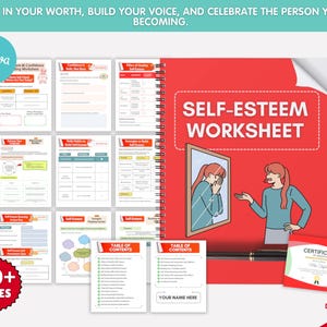 Self Esteem Worksheets, Self Esteem and Confidence and Self Identity Worksheets,therapy Resources,Therapy Office Decor,teen and kids therapy