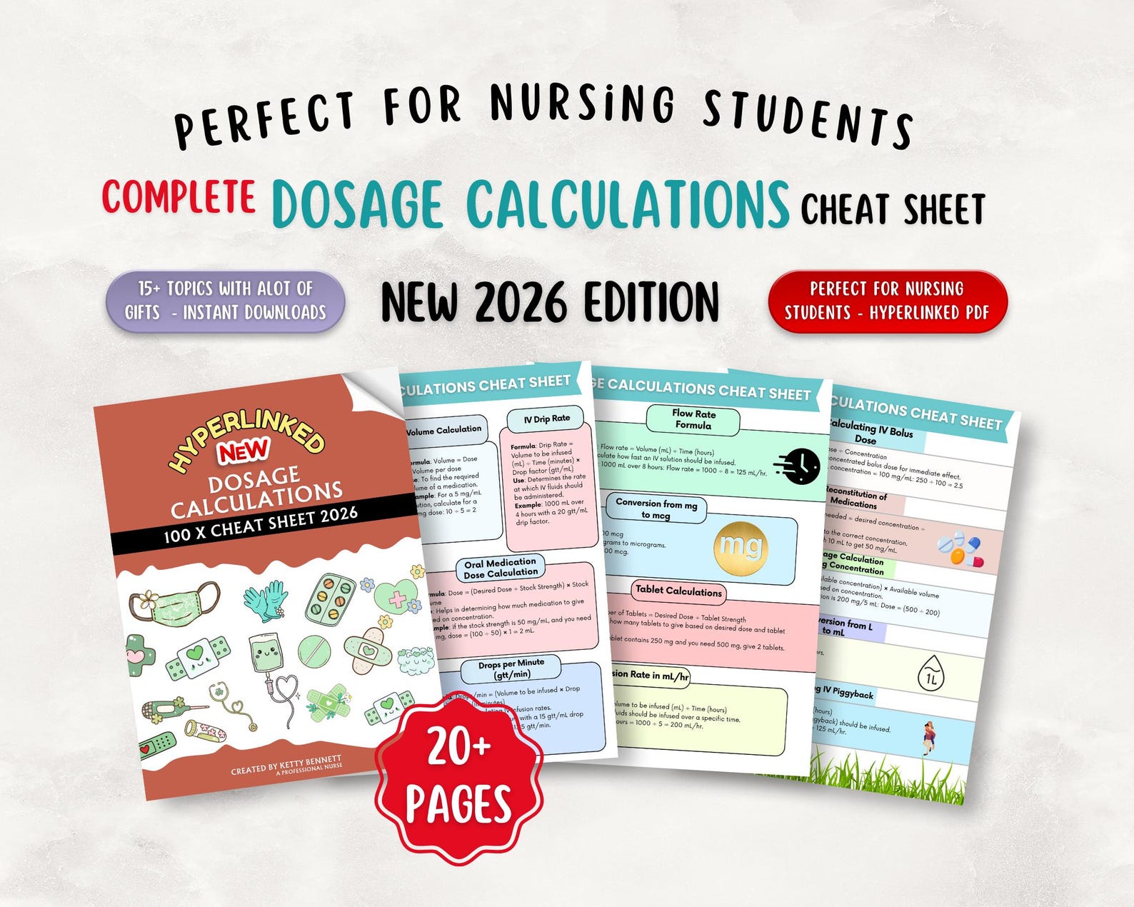 100+ Dosage Calculations Cheat Sheet 20+ Pages, Nursing Study Guide ...