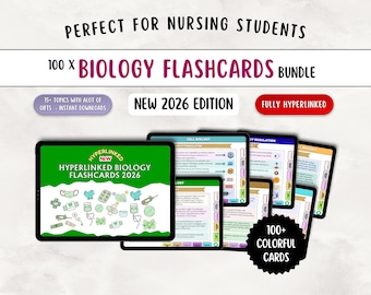 Ultimate Biology Flashcards, 100+ Hyperlinked Sheets, 10+ Topics, 2026 Edition (Digital Downloads)