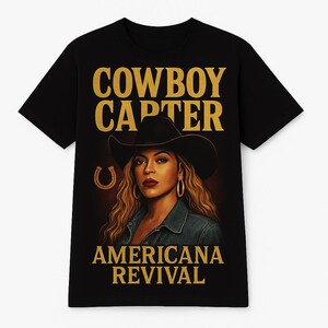 Koszulka Beyoncé Cowboy Carter – koszulka dla fanów Americana Revival, gadżety Country Soul Tour, czarna koszulka z grafiką Cowgirl