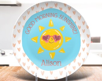 Personalized Kids Breakfast Plate, Custom Kids Name Plate, Good Morning Sunshine Back to School Gift
