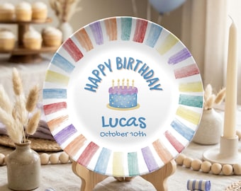 Personalized Birthday Plate, 1st Birthday Plate, Custom Birthday Keepsake, Kids Happy Birthday Plate, Custom Birthday Gift, Smash Cake Plate