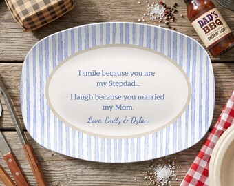 Custom Stepdad Grill Plate, Daddy Grilling Platter Gift, Personalized BBQ Tray for Him, Dads Grilling Plate, Father's Day Step DadG ift