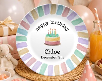 Personalized Happy Birthday Plate, Unbreakable Custom Cake Plate, Keepsake Gift, Kids Happy Birthday Plate, 1st Birthday Smash Cake Plate