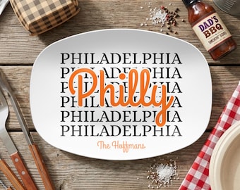 Personalized Philadelphia Snack Platter, Philly Mom Gift, Philly Father's Day Gift, Hockey Party Serving Tray, Philly Christmas Gift