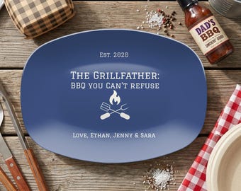 The Grillfather Custom Dad Grill Plate, Daddy Grilling Platter, Personalized BBQ Tray for Him, Dads Grilling Plate, 1st Father's Day Gift