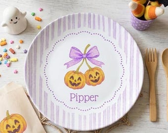 Choice of Personalized Halloween Jack o Lantern Plate, Custom Happy Halloween Pumpkin, Unbreakable Spooky Kids Dinner Plate, Halloween Gift