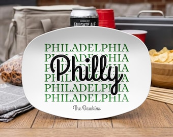 Personalized Philadelphia Snack Platter, Philly Mom Gift, Philly Father's Day Gift, Birds Gift, Football Party Serving Tray,Philly Christmas