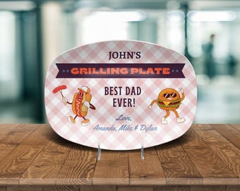 Custom Best Dad Ever Grilling Platter, Daddy's Grilling Plate, First Fathers Day Gift from Kids, Personalized Grill Plate, BBQ Birthday Gift