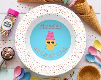 Personalized Ice Cream Bowl, Custom Dessert Dish, Unique Kids Gift, Gift for Ice Cream Lovers, Treat Bowl