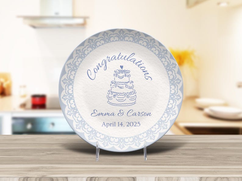 Custom Wedding Cake Plate With Names Date, Personalized Newlywed Gift ...