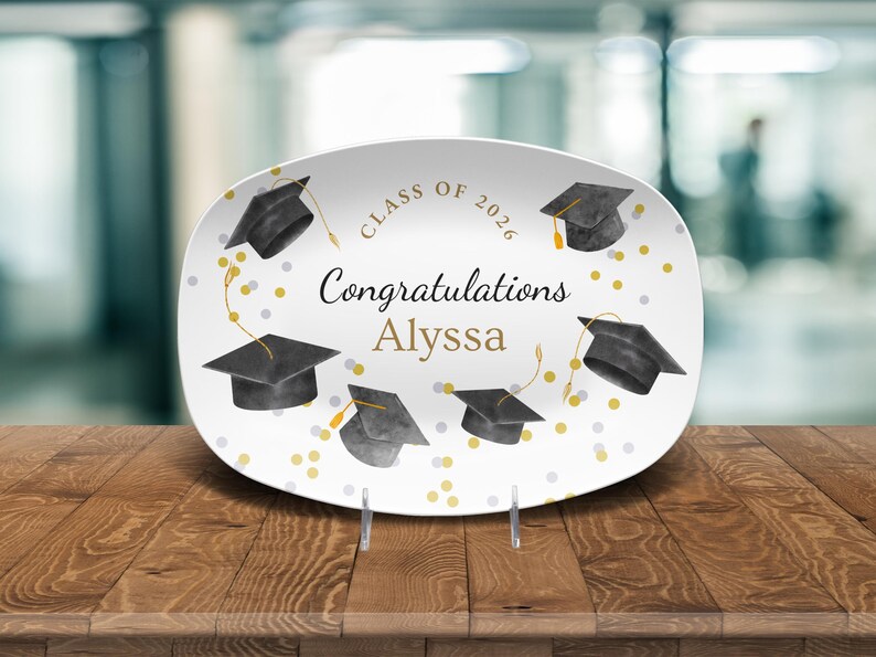 Grad Plate Personalized Graduation Party Platter, Class of 2026 Serving Tray ...