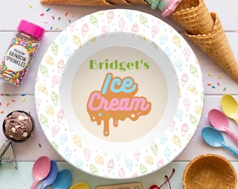 Personalized Ice Cream Bowl, Custom Dessert Dish, Unique Kids Gift, Gift for Ice Cream Lovers, Treat Bowl