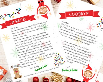 Editable Elf Hello and Goodbye Letter Bundle: Elf Letter Digital Template, Elf Arrival letter, Elf Return Letter, I'm Back Christmas Letter