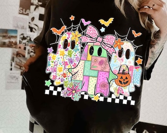 Trendy Preppy Whimsical Floral Leopard Pumpkin Ghost PNG, Halloween Girly Ghost, Coquette Grandmillenial Ghosts PNG, Ditsy Flower Fall Png