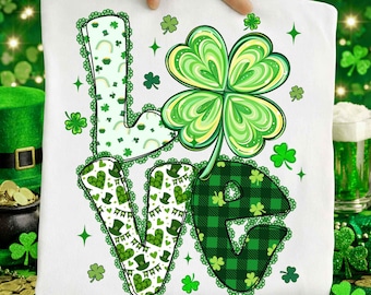 St Patricks Day Png, Love Png, Shamrock Png, Lucky Png, Sublimation Design, Preppy Png, Coquette Png, Brushstroke Png