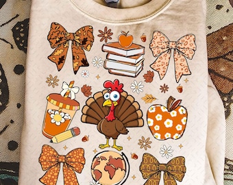Teacher Thanksgiving Png, Thanksgiving Png, Thankful Teacher Png, Teacher Turkey Png, Teacher Design Png, Teacher Fall Autumn Png