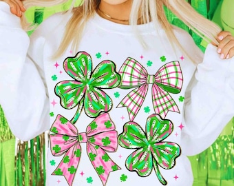 Preppy St. Patricks Day Shamrock Png, Coquette Patricks Day Png, Lucky Png, Coquette Sublimation, Pink Patricks Day Png, Green Day Png