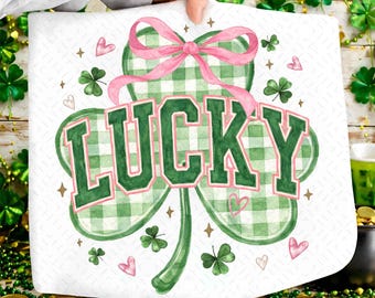 Preppy Lucky St Patrick's Day PNG, Retro Coquette St Patrick's Day Lucky Shirt Png, Lucky Clover, Shamrock Png, St Patricks day shirt Png