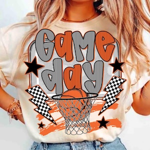 Game Day Basketball PNG, Seersucker Basketball Coquette PNG, Lace Basketball Shirt Download, Checkered Basketball Mom png, Basketball Bow