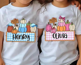 Personalized Pumpkin Patch Girl Boy Png, Cute Thanksgiving For Kids, Brushstroke Pumpkin Png, Fall Pumpkin Png, Personalized Kid Name Png