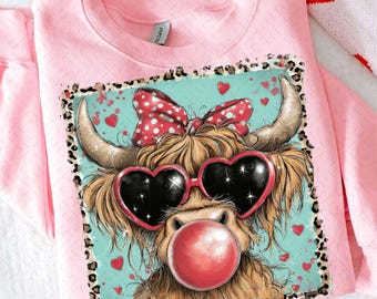 Vache Highland png, Coquette de la Saint-Valentin Png, Png coeur Saint-Valentin, amour Png, Saint-Valentin, Png rétro de la Saint-Valentin, fichier numérique