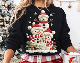 Faux Yarn Snowman Christmas Png, Cute Christmas Snowman Png, Winter Christmas Png, Chunky Knit Cute Snowman Png, Preppy Christmas Tree Png