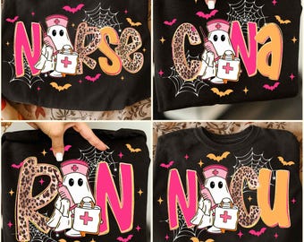 Preppy Nurse Fall Ghost Boo Leopard Png, Spooky Nicu RN CNA Png, Pink Leopard Ghost PNG, Halloween Nurse Png, Fall Png, Ghost Nurse Png