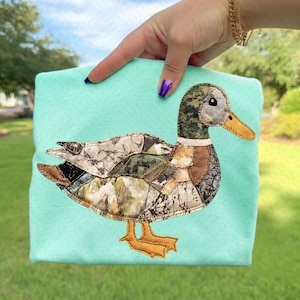 Camo Hunting Duck Applique PNG, Quilted Patchwork Fabric Duck Png, Rustic Western Sublimation, Outdoor Country Design image 3