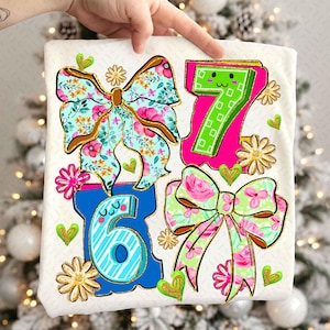 Funny Six Seven Coquette Bow Png, 67 Viral Internet Joke Digital Design, Preppy Girly Floral Shirt Design, Trending Social Media Humor Png