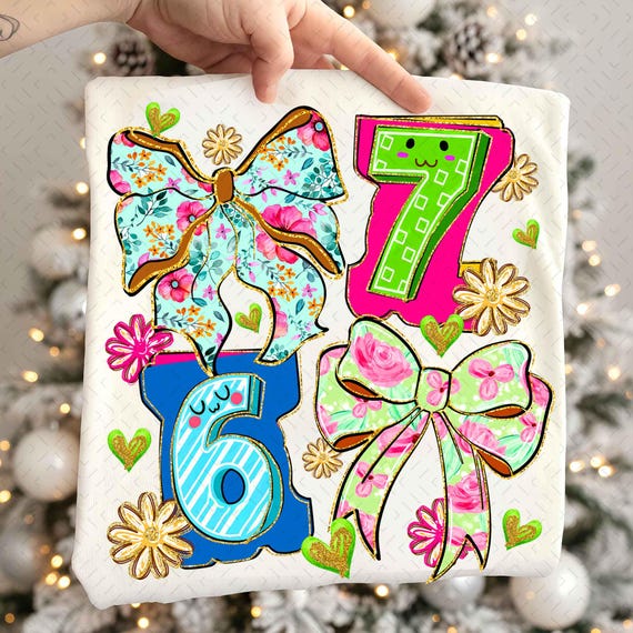 Funny Six Seven Coquette Bow Png, 67 Viral Internet Joke Digital Design, Preppy Girly Floral Shirt Design, Trending Social Media Humor Png