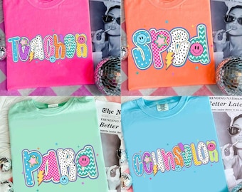 Preppy School Occupation PNG Bundle, Back to School Teacher Sped Para Counselor, Preppy First Day of School Checkered Girly Png, Drawn