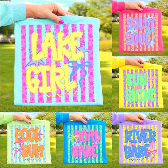 Retro Stripes Sunshine PNG, Beach Life PngG Bundle, Lake Girl PNG, Neon Summer Vibes PNG, Distressed Beach Png, Salty Summer Design