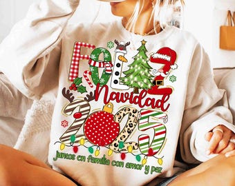 Navidad Familiar Png, Feliz Navidad Png, Weihnachten 2025 Png, spanische Weihnachten, Urlaub Sublimation, Weihnachtshemd Png, digitaler Download