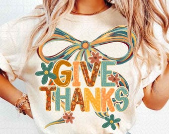 Fall PNG, Fall Coquette PNG, Give Thanks Png, Preppy Fall PNG, Autumn Png, Trendy Png, Bows, Digital Design, Sublimation Download, Pumpkins