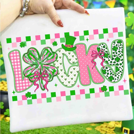 Lucky St Patrick’s Day, Checkered Brushstroke Shamrock png, Not lucky Simply blessed png, Shamrock png, St. Pattys Day png, patrick day png
