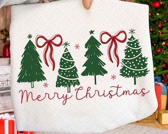 プレッピーなクリスマスツリーPNG、クリスマスコケットリボンPNG、メリークリスマスシャツのデザイン、コケットメリークリスマスPNG
