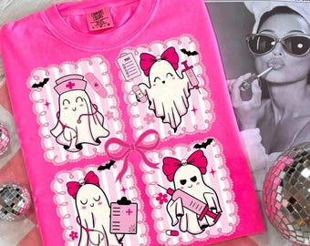Preppy Nurse Halloween png sublimation, Nurse Shirt png, Boo boo crew png, halloween nurse png, Spooky Nurse png, Nurse png, Ghost Nurse Png