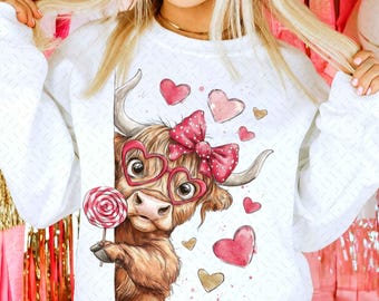 Funny Valentine Highland Cow PNG, Valentine Coquette Png, Valentine's Day Sublimation, Howdy Valentine Png, Love XOXO Heart,Digital Download