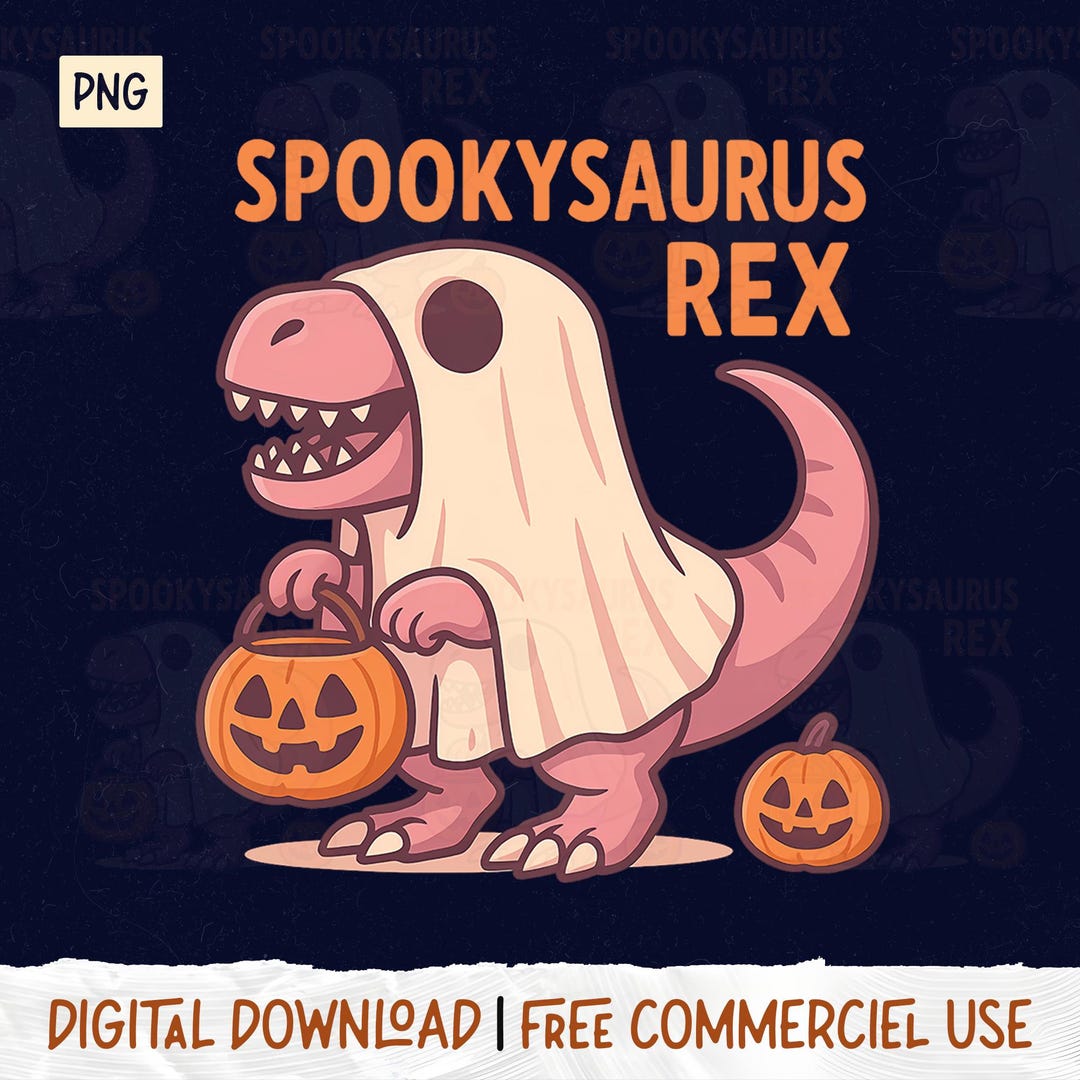 Spookapi Dinosaur Spookysaurus Rex PNG: Kawaii Dinosaur Ghost (digital Download) - Etsy