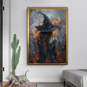 Fire Witch - Dark Fantasy Canvas Print | Embrace the Flames