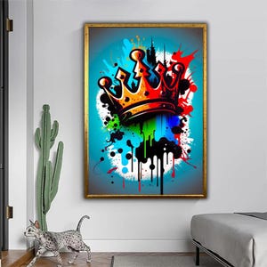 Toile couronne graffiti - Art mural Urban Royalty