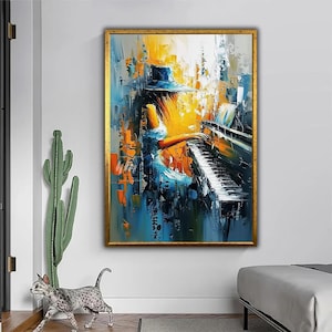 Abstract Pianist – Original Oil Painting on Canvas, Music Wall Art
