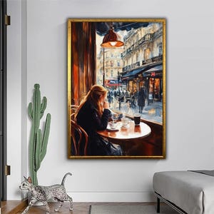 Parisian Café – Watercolor Style Canvas Print | Moments of Parisian Tranquility