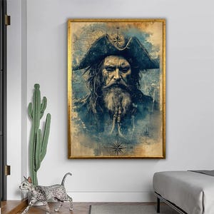 O Olhar do Pirata - Tela de Arte Náutica Vintage Olhos da Tempestade