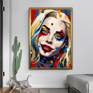 Harley Quinn – Pop Art Style Canvas Print | Chaos in Colorful Form