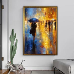 Rainy Evening – Impressionist Style Canvas Print | Lights Dancing on Rain‑Kissed Streets