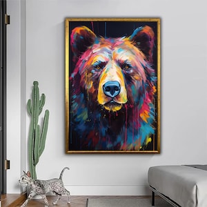 Colorful Grizzly Bear - Wildlife Art Canvas Print | Vibrance of the Wild